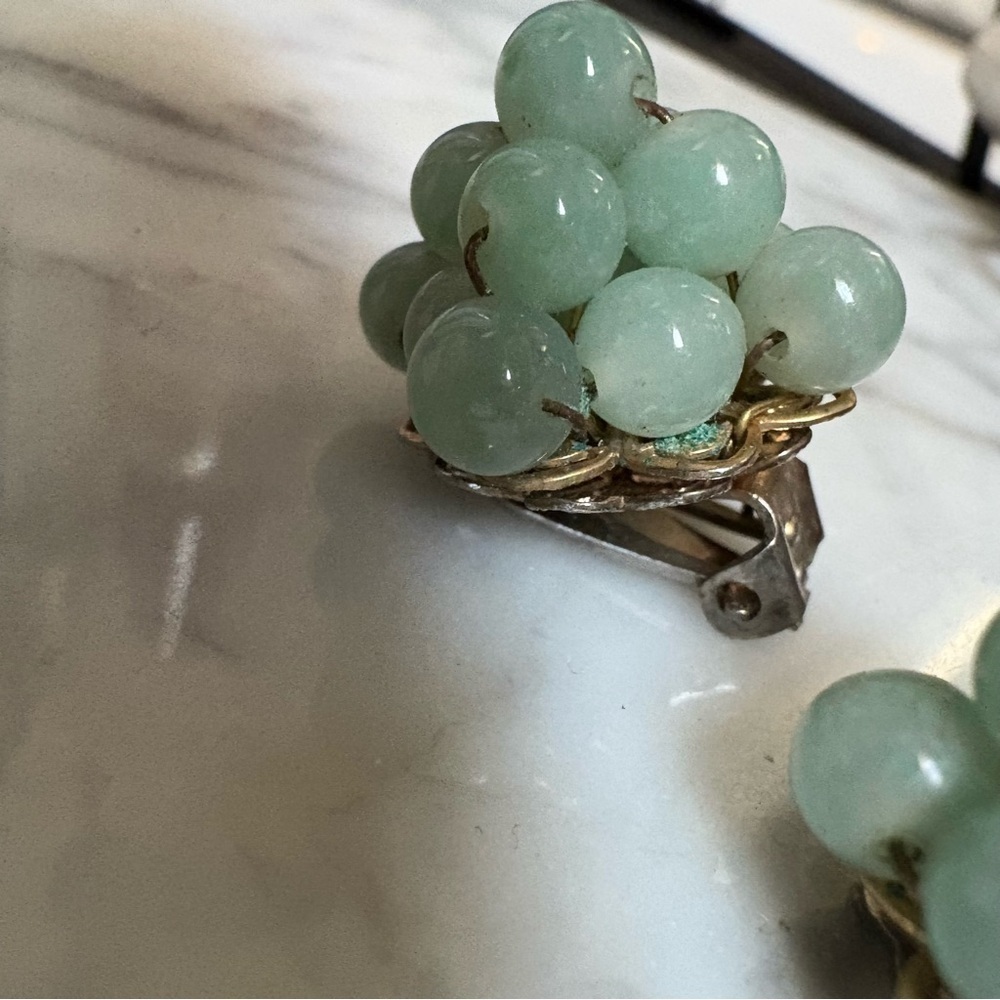 Vintage Green Cluster Earrings - Picture 12 of 16